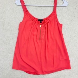 Express front zip tank top
